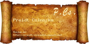 Preidt Csinszka névjegykártya